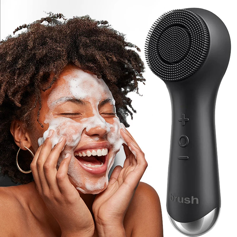 LumaSkin™ Facial silicone cleansing brush with dual rotation and vibration modes