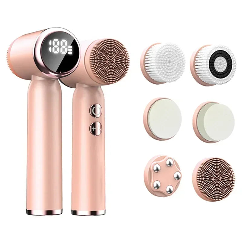 LumaSkin™ IPX6 Waterproof Electric Cleansing Brush 6 In1 Sonic Rotating