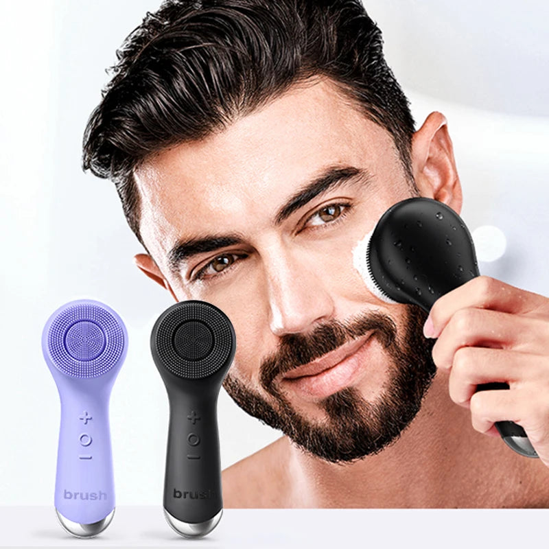 LumaSkin™ Facial silicone cleansing brush with dual rotation and vibration modes