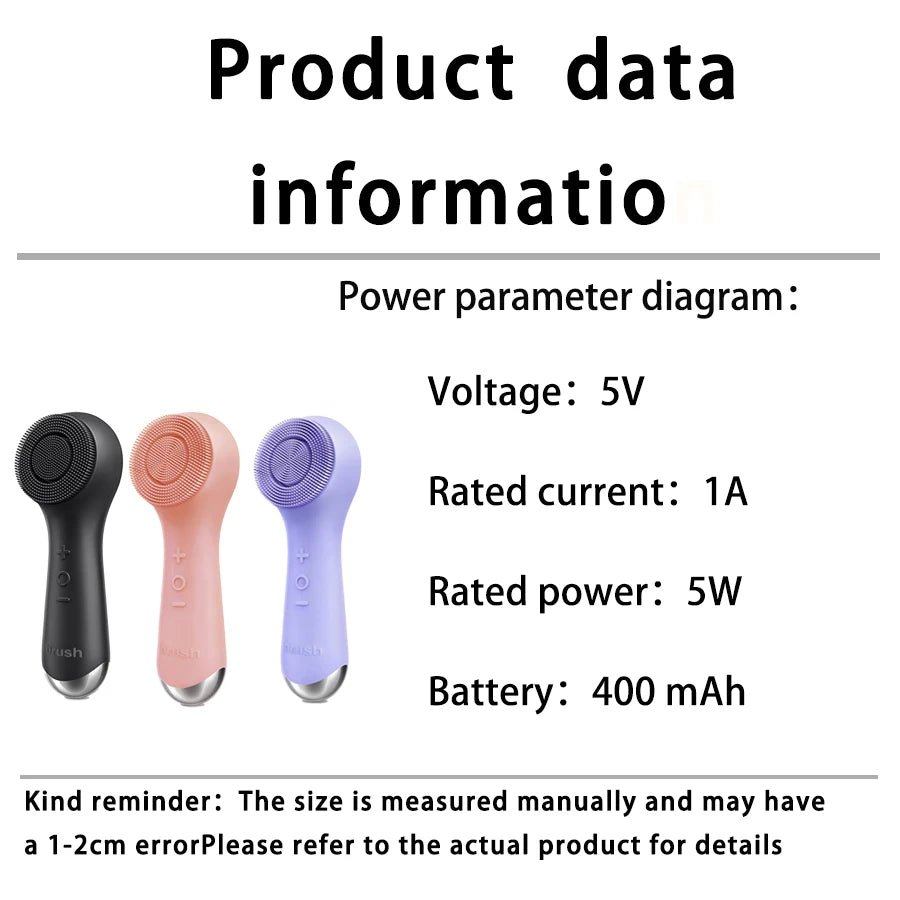 LumaSkin™ Facial silicone cleansing brush with dual rotation and vibration modes