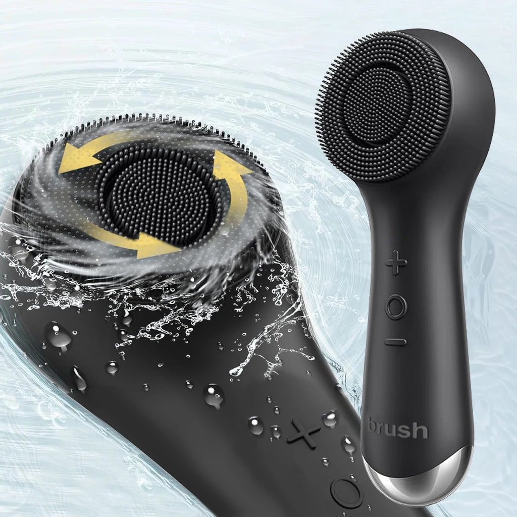 LumaSkin™ Facial silicone cleansing brush with dual rotation and vibration modes