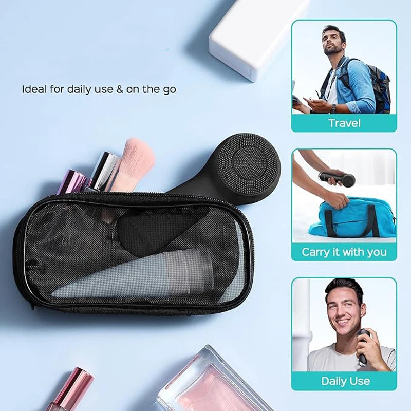 LumaSkin™ Facial silicone cleansing brush with dual rotation and vibration modes