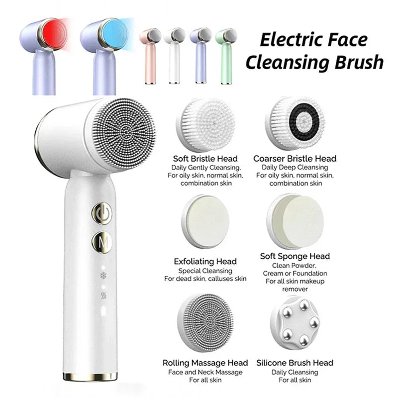 LumaSkin™ IPX6 Waterproof Electric Cleansing Brush 6 In1 Sonic Rotating