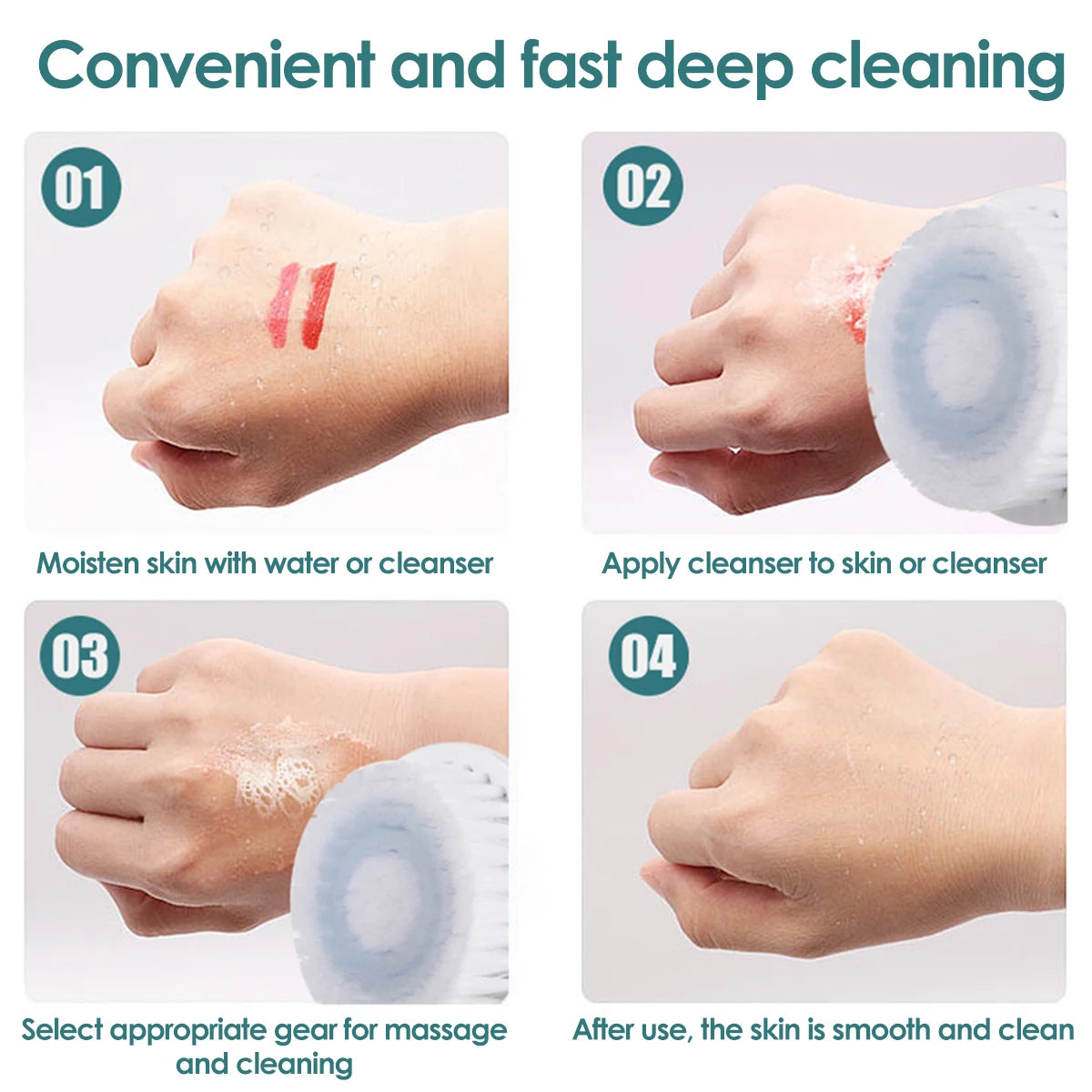 LumaSkin™ Facial Cleansing Brush with 5 Interchangeable Brush Head IPX7