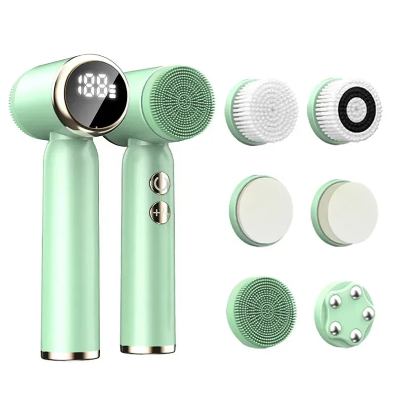 LumaSkin™ IPX6 Waterproof Electric Cleansing Brush 6 In1 Sonic Rotating